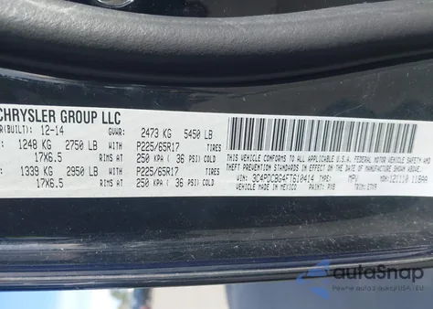 2015 Dodge Journey Sxt z USA, uszkodzony, nr VIN 3C4PDCBG4FT610414